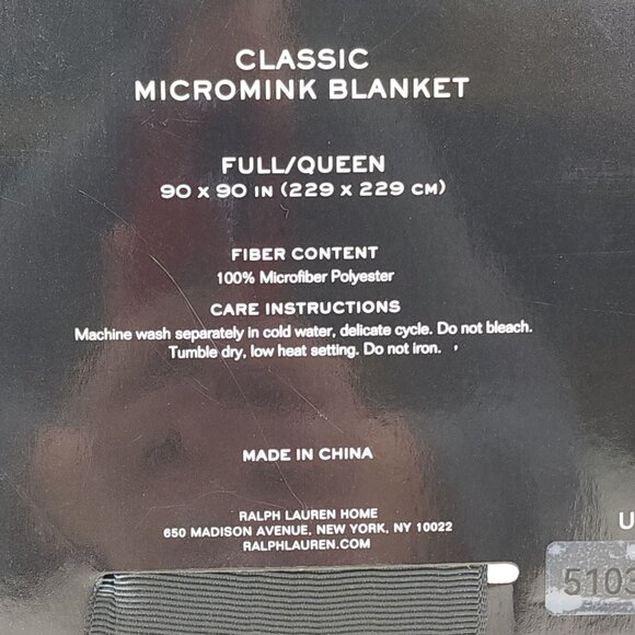 Lauren Ralph Lauren Classic Micromink Blanket Queen 90x90" Luxuriously Soft Gray - Picture 7 of 10